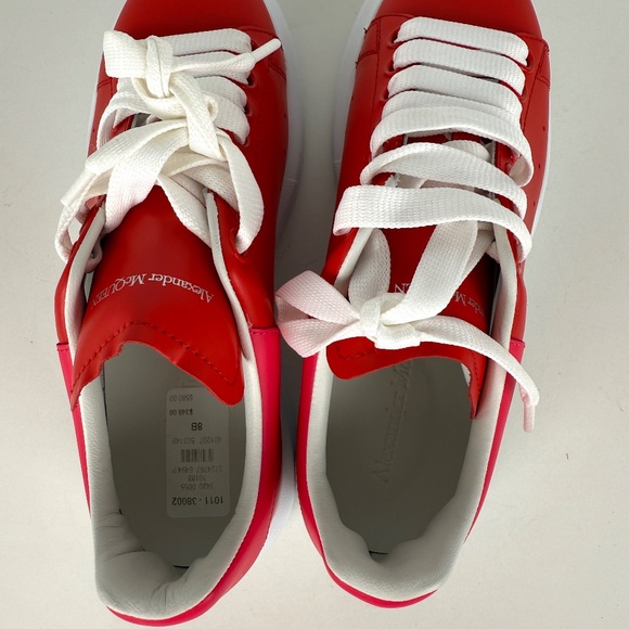 Alexander McQueen Larry Red Pink Leather Sneakers 38, 8 - Picture 8 of 11